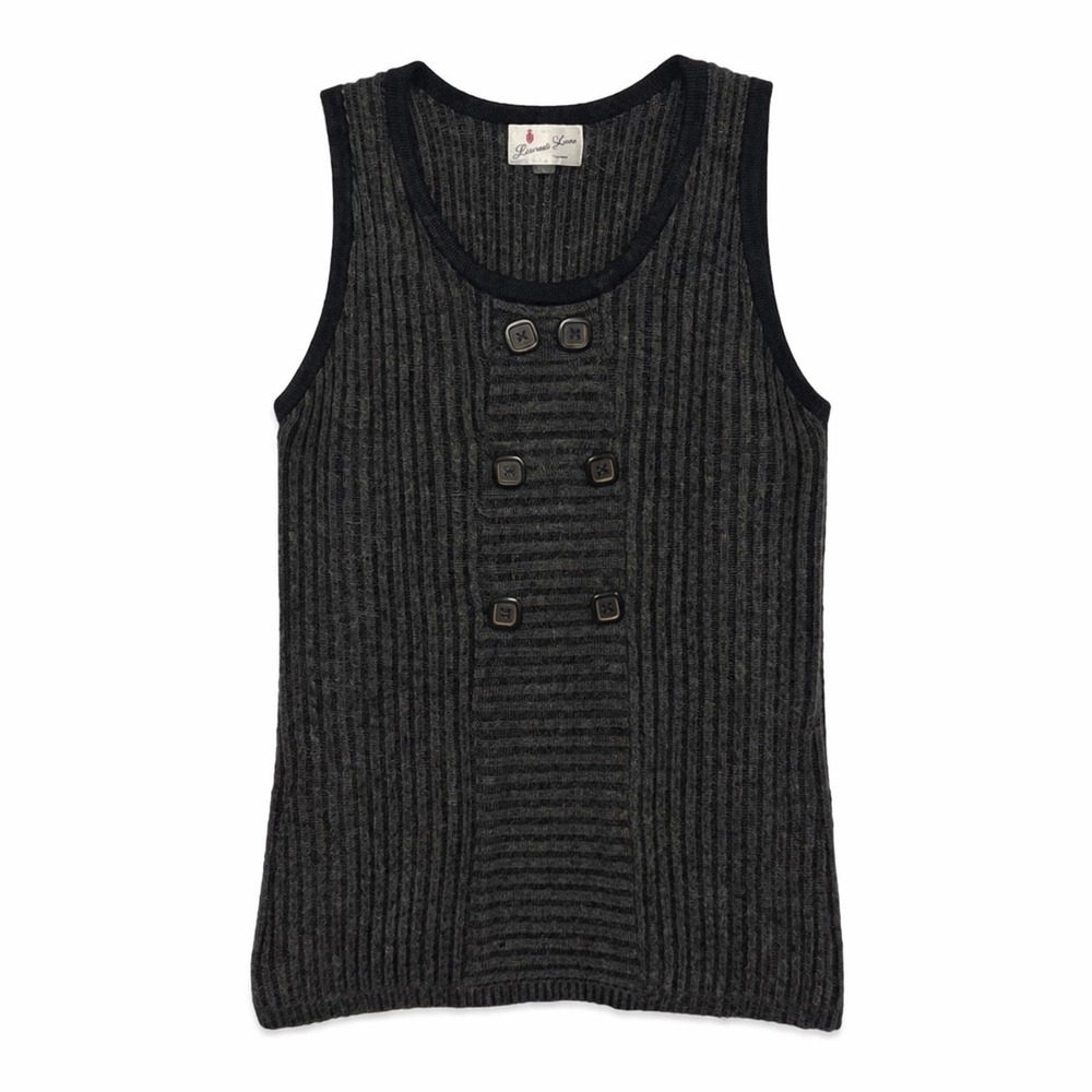 Anthro Angora Wool Sweater Vest Sleeveless Knit Top Gray Medium